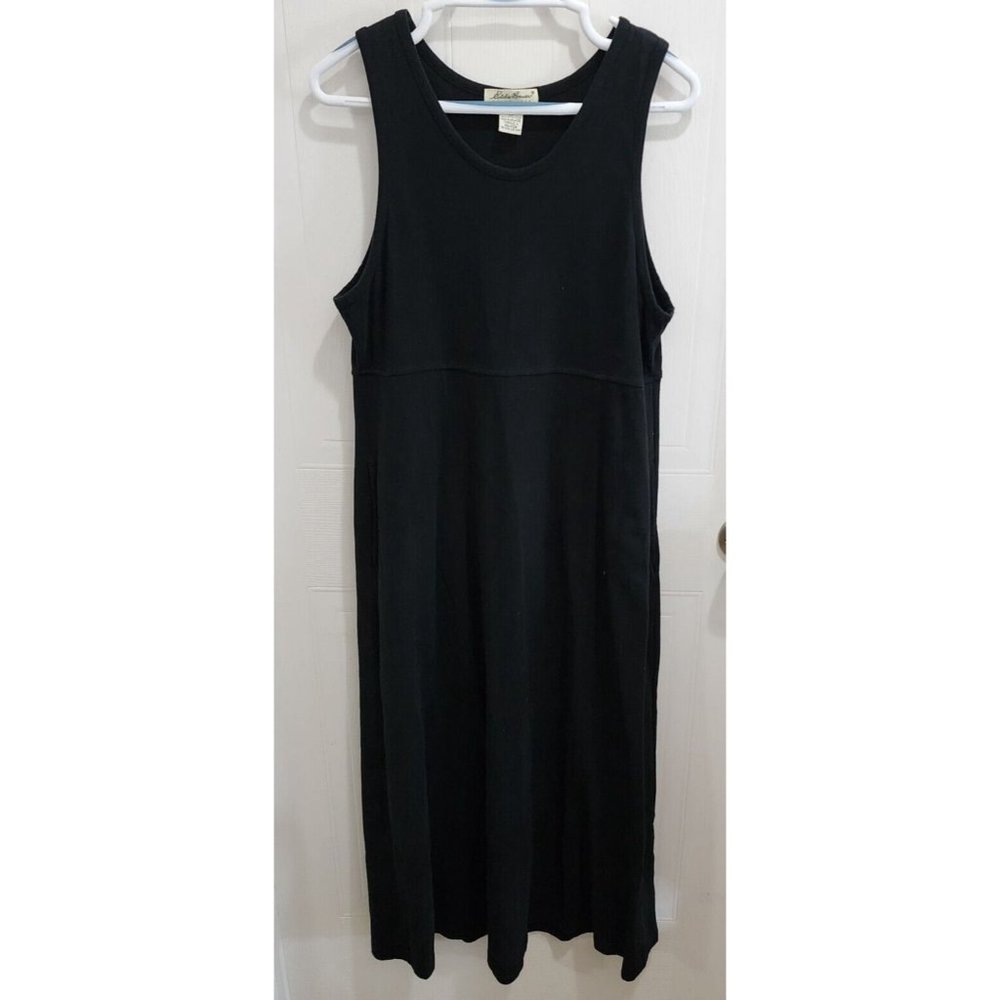 Eddie Bauer Women's Sleeveless Midi Dress Heavy Knit‎ Cotton Black Size Small